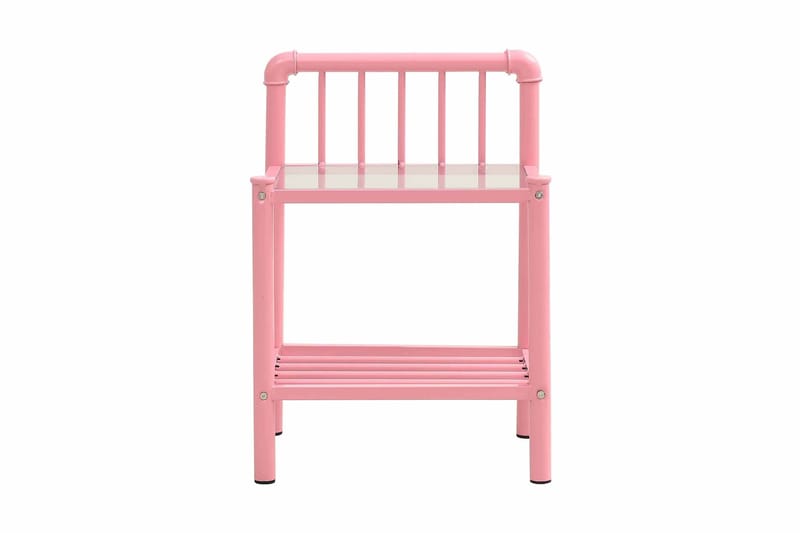 Nattbord rosa og gjennomsiktig 45x34,5x62,5 cm metall og gla - Møbler - Bord - Avlastningsbord & sidobord - Sengebord & nattbord