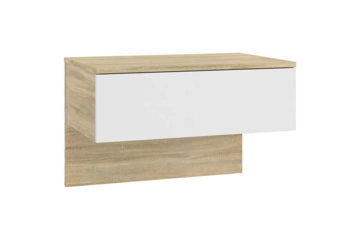 Veggmonterte nattbord hvit og sonoma eik konstruert tre - Beige - Møbler - Bord - Avlastningsbord & sidobord - Sengebord & nattbord