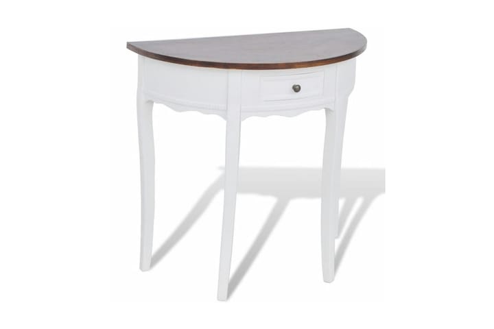 Konsollbord med skuff og brun bordplate halvsirkel - Hvit - Møbler - Bord - Avlastningsbord & sidobord