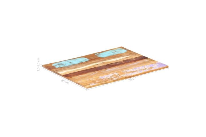 Rektangulær bordplate 60x80 cm 15-16 mm gjenvunnet heltre - Møbler - Bord - Bordben & tilbehør