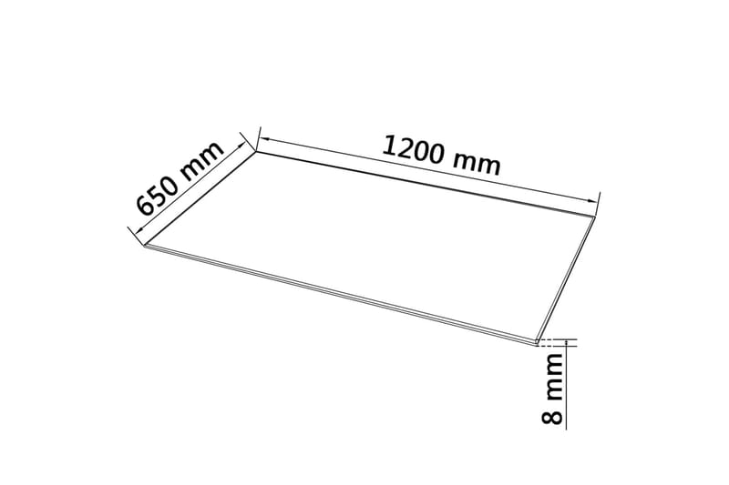 Bordplate herdet glass rektangulӕrt 1200x650 mm - Svart - Møbler - Bord - Bordtilbehør - Ileggsplate