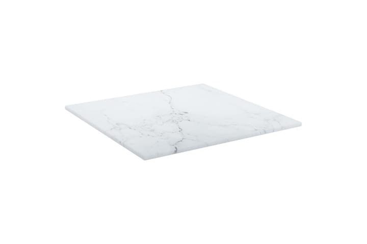 Bordplate hvit 30x30 cm 6 mm herdet glass med marmor design - Hvit - Møbler - Bord - Bordtilbehør - Ileggsplate