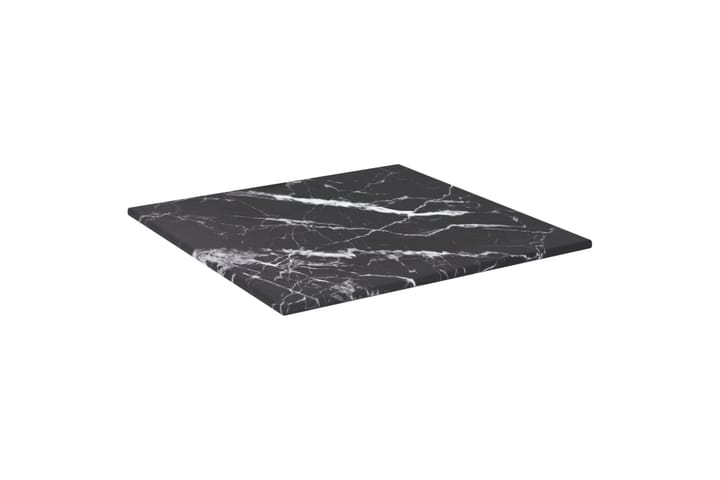 Bordplate svart 30x30 cm 6 mm herdet glass med marmor design - Svart - Møbler - Bord - Bordtilbehør - Ileggsplate