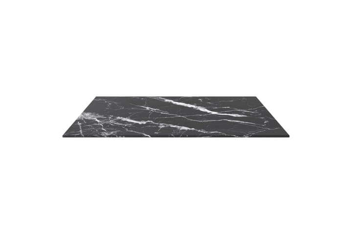 Bordplate svart 70x70 cm 6 mm herdet glass med marmor design - Svart - Møbler - Bord - Bordtilbehør - Ileggsplate