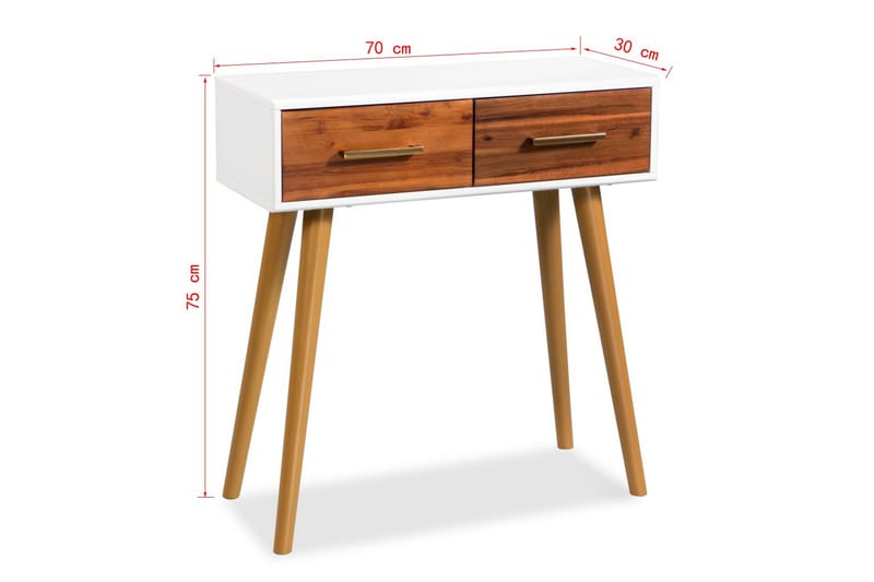 Konsollbord heltre akasietre 70x30x75 cm - Hvit - Møbler - Bord - Konsollbord & avlastningsbord