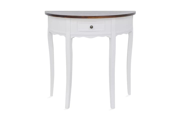 Konsollbord med skuff og brun bordplate halvsirkel - Hvit - Møbler - Bord - Konsollbord & avlastningsbord