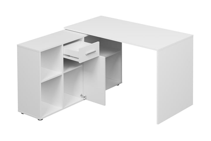 Hjørneskrivebord Arminon 120 cm med Oppbevaring - Hvit/Beige - Møbler - Bord - Kontorbord - Skrivebord - Hjørneskrivebord