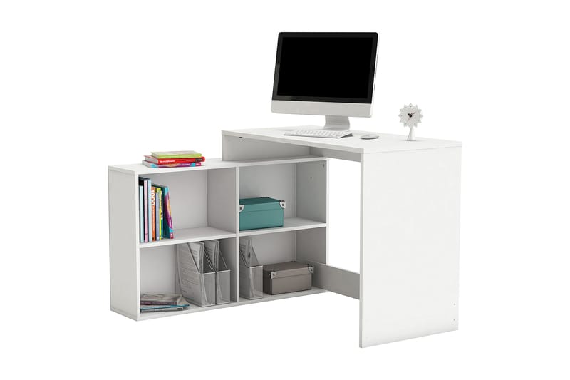 Hjørneskrivebord Corner 112 cm med Oppbevaringshyller - Hvit - Møbler - Bord - Kontorbord - Skrivebord