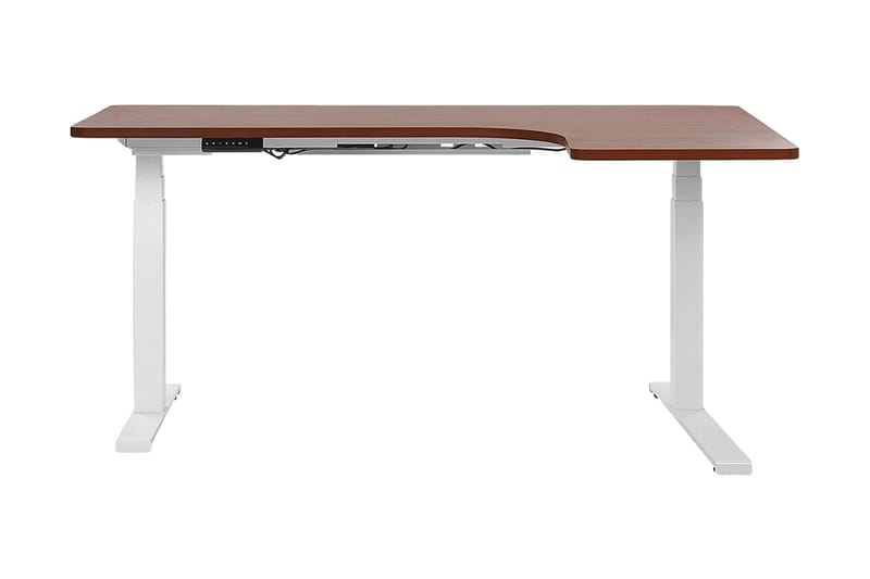 Hjørneskrivebord Hengrove 160 cm Høyre Elektrisk Justerbar - Hvit / Tre - Møbler - Bord - Kontorbord - Skrivebord - Hjørneskrivebord