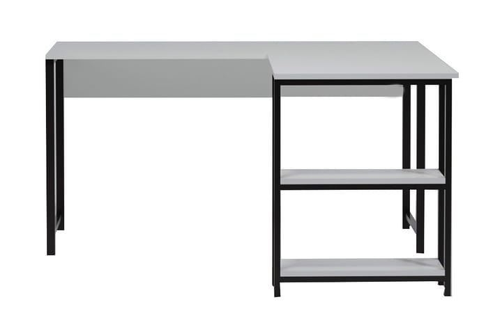 Hjørneskrivebord Kocaeli 140 cm med Oppbevaringshyller - Hvit/Svart - Møbler - Bord - Kontorbord - Skrivebord - Hjørneskrivebord