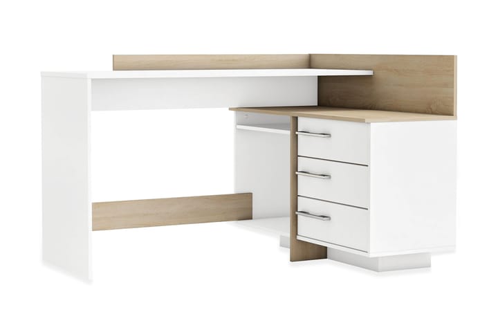 Hjørneskrivebord Rylee 129 cm - Hvit|Eik - Møbler - Bord - Kontorbord - Skrivebord