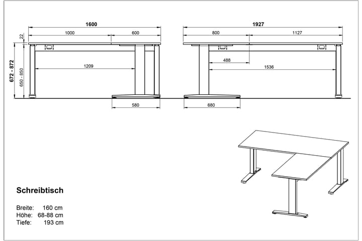 Hjørneskrivebord Sontiz - Brun|Svart - Møbler - Bord - Kontorbord - Skrivebord - Hjørneskrivebord