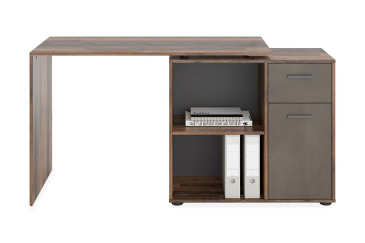 Hjørneskrivebord Thapar 117 cm med Oppbevaring - Mørkebrun - Møbler - Bord - Kontorbord - Skrivebord - Hjørneskrivebord