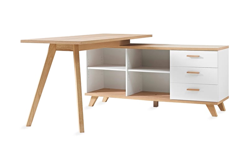Hjørneskrivebordsmøbel Timo 145 cm - Eik|Hvit - Møbler - Bord - Kontorbord - Skrivebord - Hjørneskrivebord
