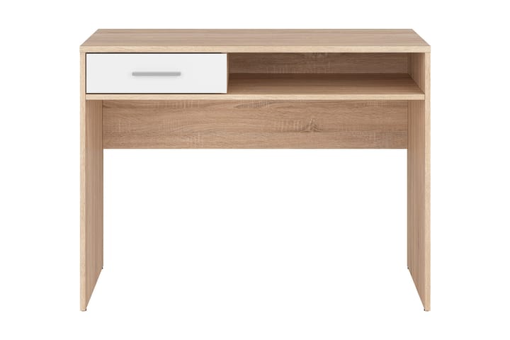 Databord Chiotto Plus 100 cm med Oppbevaring Skuff + Hylle - Natur/Hvit - Møbler - Bord - Kontorbord - Skrivebord