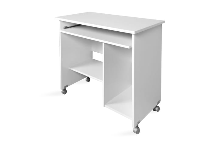 Databord Rosales 90 cm med Oppbevaring på Hjul - Hvit - Møbler - Bord - Kontorbord - Skrivebord