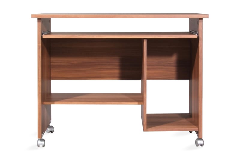 Databord Rosales 90 cm med Oppbevaring på Hjul - Valnøttsbrun - Møbler - Bord - Kontorbord - Skrivebord