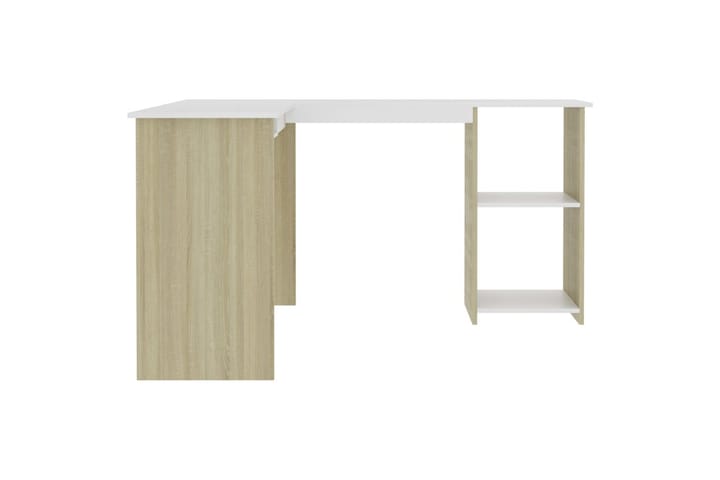 L-formet hjørneskrivebord hvit og eik 120x140x75cm sponplate - Møbler - Bord - Kontorbord - Skrivebord