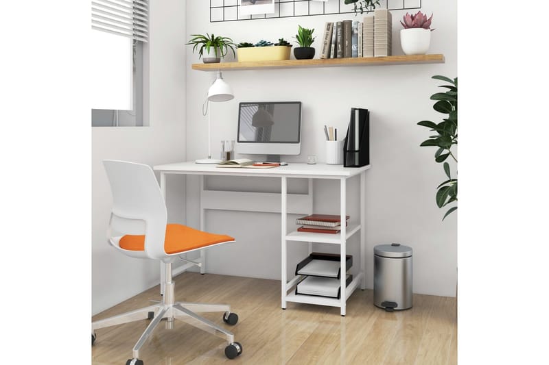 PC-bord hvit 105x55x72 cm MDF og metall - Hvit - Møbler - Bord - Kontorbord - Skrivebord - Hjørneskrivebord