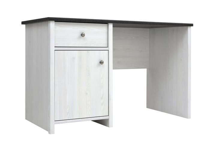Skrivbord Riaza 120 cm med Oppbevaring Skuff + Skap - Hvit/Mørkt Tre - Møbler - Bord - Kontorbord - Skrivebord
