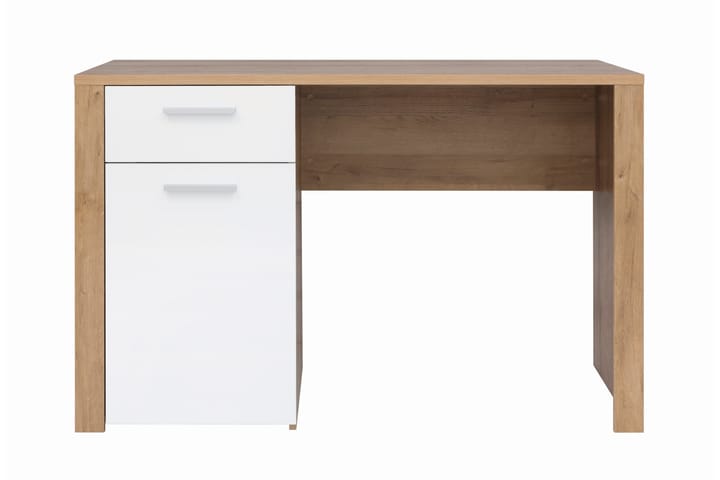 Skrivbord Sitar 120 cm med Oppbevaring Lås + Skap - Eik/Hvit - Møbler - Bord - Kontorbord - Skrivebord