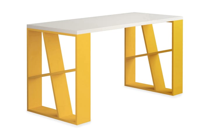 Skrivebord Adong 140 cm - Hvit/Senapsgul - Møbler - Bord - Kontorbord - Skrivebord