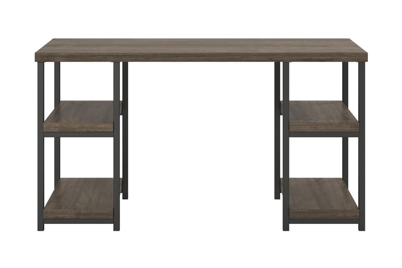 Skrivebord Ashlar 137 cm med Oppbevaring 4 Hyller Brun/Svart - Dorel Home - Møbler - Bord - Kontorbord - Skrivebord