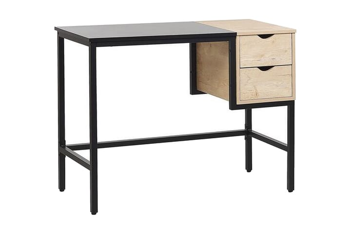 Skrivebord Bewehn 100 cm med Oppbevaring 2 Skuffer - Svart/Lyst Tre - Møbler - Bord - Kontorbord - Skrivebord
