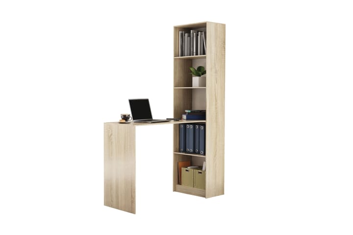 Skrivebord Binice 125 cm med Oppbevaring Bokhylle - Sonomaeik - Møbler - Bord - Kontorbord - Skrivebord
