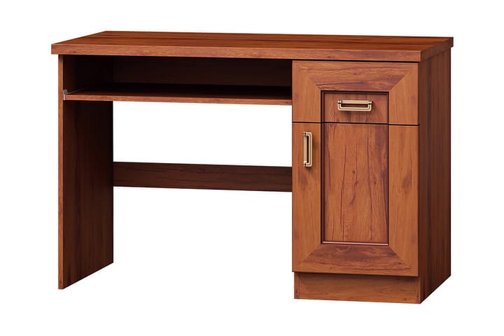 Skrivebord Borek 118 cm med Oppbevaring Skuffer+Hylle+Skap - Lysebrun - Møbler - Bord - Kontorbord - Skrivebord