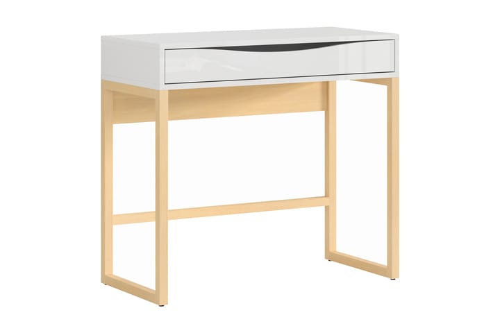 Skrivebord Breville 85 cm med Oppbevaringsskuff - Natur/Hvit Høyglans - Møbler - Bord - Kontorbord - Skrivebord
