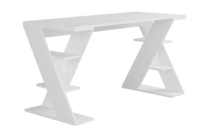 Skrivebord Briska 140 cm med Oppbevaringshyller - Hvit - Møbler - Bord - Kontorbord - Skrivebord