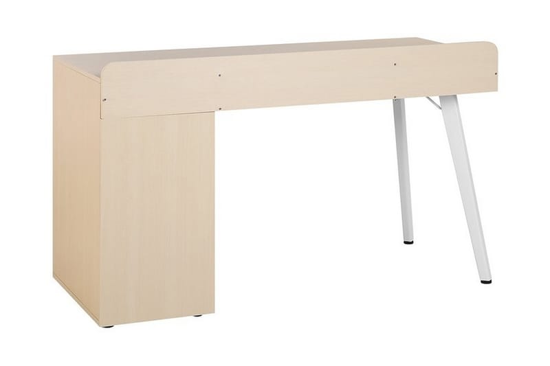 Skrivebord Carasco 130 cm med Oppbevaringsskuffer + Hyller - Hvit/Lysebrun - Møbler - Bord - Kontorbord - Skrivebord