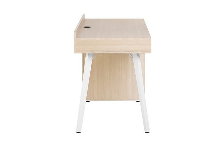 Skrivebord Carasco 130 cm med Oppbevaringsskuffer + Hyller - Hvit/Lysebrun - Møbler - Bord - Kontorbord - Skrivebord