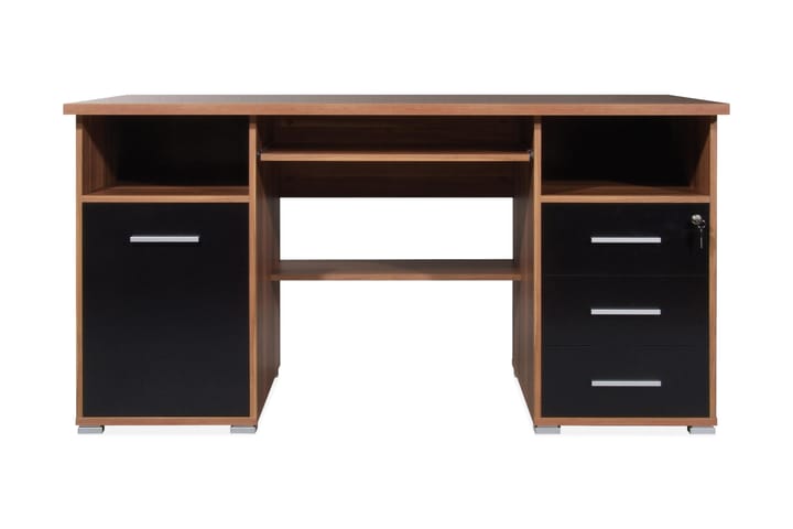 Skrivebord Castelli 145 cm med Oppbevaring - Valnøttsbrun/Svart - Møbler - Bord - Kontorbord - Skrivebord