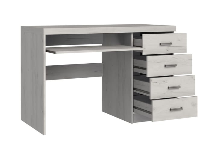 Skrivebord Chatard 120 cm med Oppbevaring 4 Skuffer + Hylle - Mørke Ask - Møbler - Bord - Kontorbord - Skrivebord