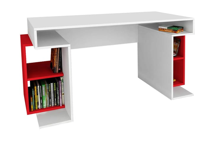 Skrivebord Clora 153 cm med Oppbevaringsben - Hvit/Rød - Møbler - Bord - Kontorbord - Skrivebord