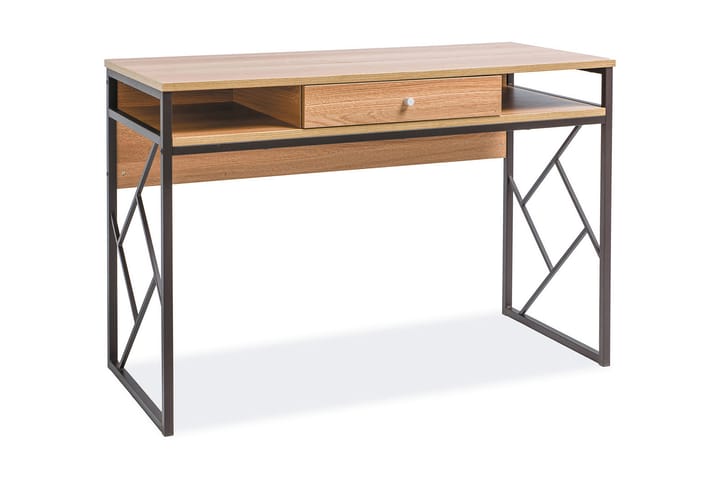 Skrivebord Corcega 110 cm med Oppbevaringsskuff + Hyller - Natur/Svart - Møbler - Bord - Kontorbord - Skrivebord