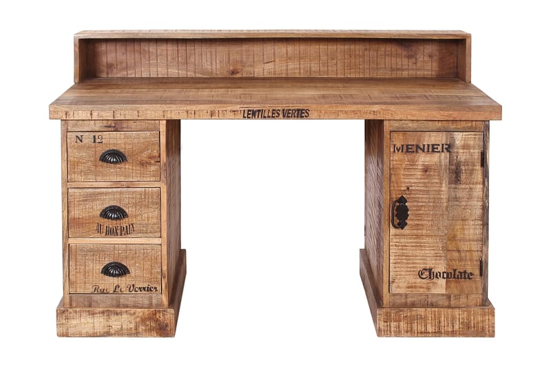 Skrivebord Cricklade 132 cm med Oppbevaring 3 Skuffer+Hylle+ - MangoTre/Svart - Interiør - Dekorasjon & innredningsdetaljer - Romdelere