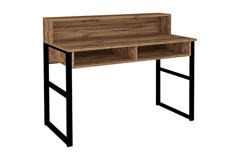 Skrivebord Dehana 120 cm med Oppbevaring 2 Hyller - Valnøttbrun/Svart - Møbler - Bord - Kontorbord - Skrivebord