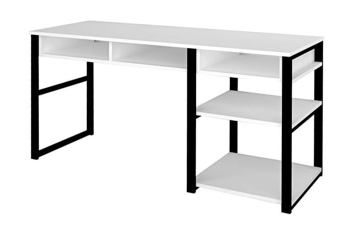 Skrivebord Dehana 150 cm med Oppbevaring 5 Hyller - Hvit/Svart - Møbler - Bord - Kontorbord - Skrivebord