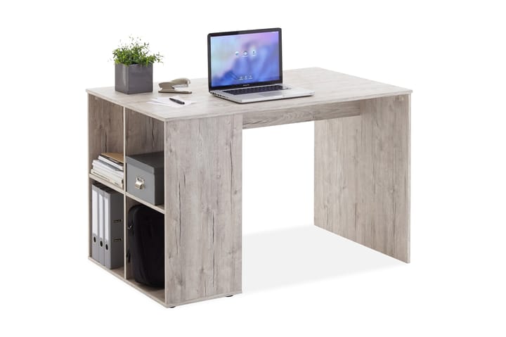Skrivebord Evania 117 cm med Oppbevaringshyller - Grå/Natur - Møbler - Bord - Kontorbord - Skrivebord