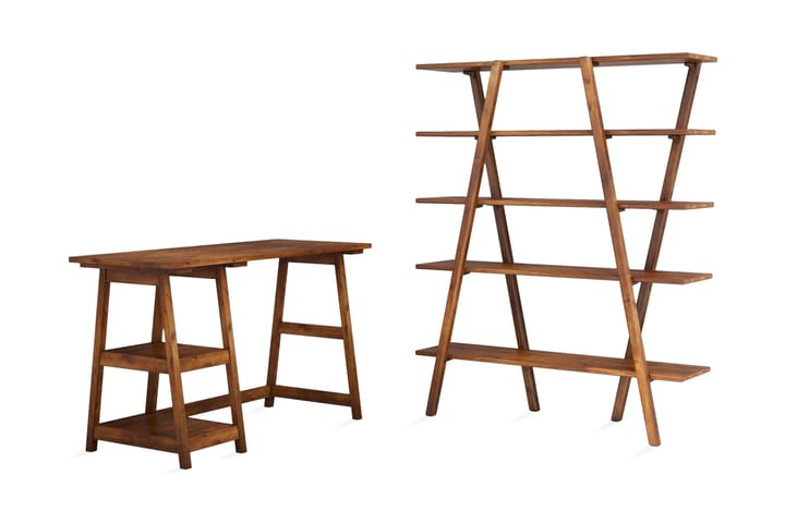 Skrivebord Fatimah 120 cm med Oppbevaringshyller - Valnøttsbrun - Møbler - Bord - Kontorbord - Skrivebord