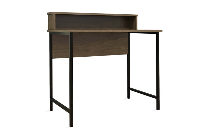 Skrivebord Fatimah 90 cm med Oppbevaringshylle - Valnøttsbrun/Svart - Møbler - Bord - Kontorbord - Skrivebord