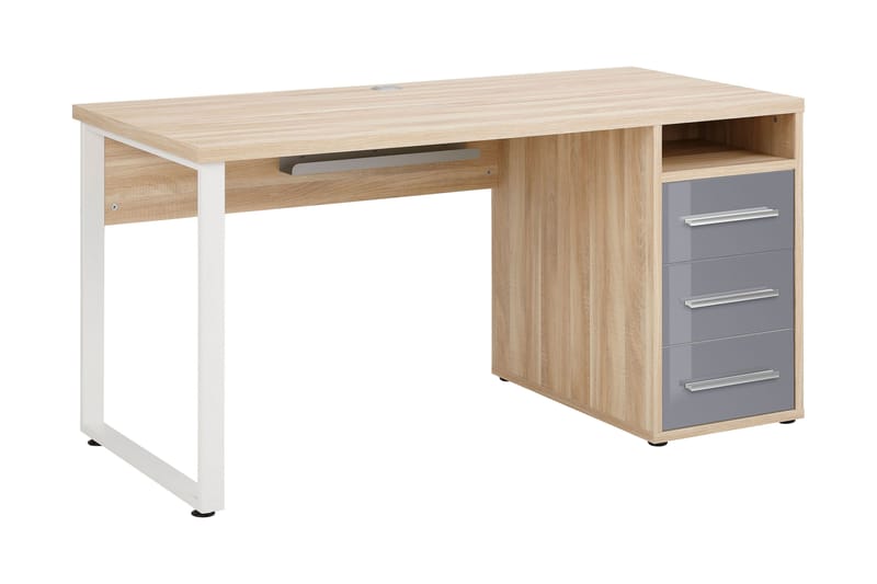 Skrivebord Heiden 150 cm med Oppbevaring 3 Skuffer + 3 Hylle - Brun/Grå - Oppbevaring - Oppbevaringsmøbler - Sideboard & skjenk