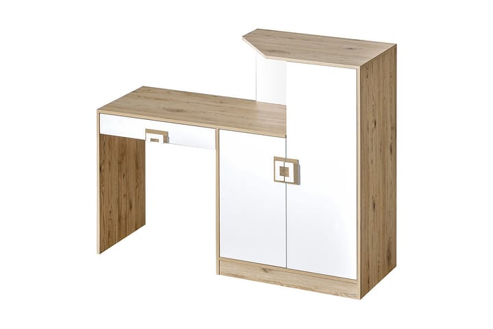 Skrivebord Hermanboda 150 cm med Oppbevaringsskuff + Skap - Beige/Hvit - Møbler - Bord - Kontorbord - Skrivebord