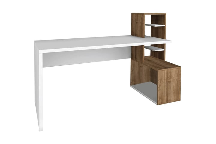 Skrivebord Joshua 120 cm med Oppbevaring - Hvit/Valnøttsbrun - Møbler - Bord - Kontorbord - Skrivebord - Hjørneskrivebord