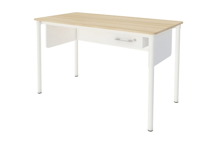 Skrivebord Kerroux 140 cm med Oppbevaringsskuff - Akasie/Hvit - Møbler - Bord - Kontorbord - Skrivebord