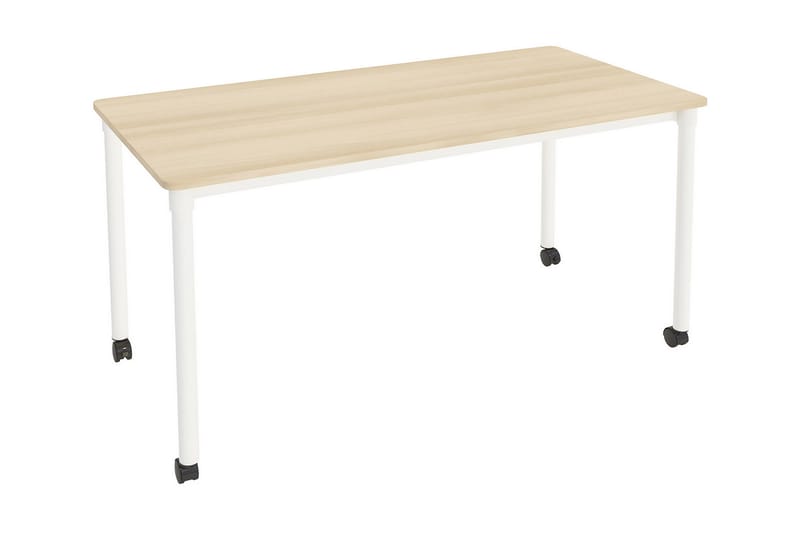 Skrivebord Kerroux 140 cm på Hjul - Akasie/Hvit - Møbler - Bord - Kontorbord - Skrivebord