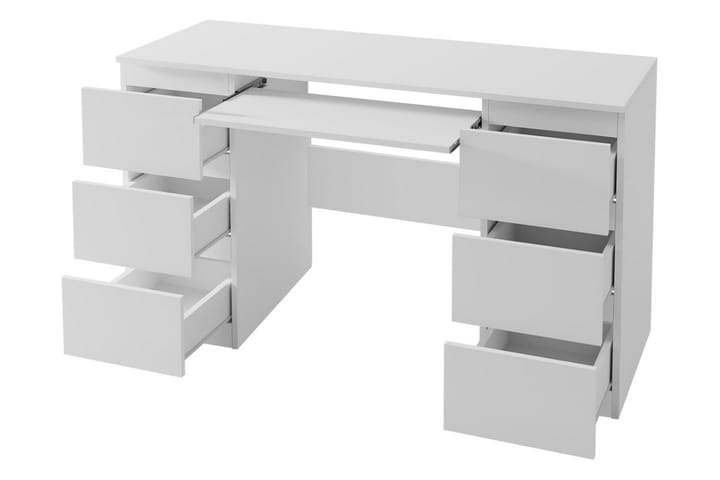 Skrivebord Kublis 130 cm med Oppbevaringsskuffer - Grå/Hvit - Møbler - Bord - Kontorbord - Skrivebord